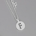 S925 sterling silver letter F pendant necklace with pavé cubic zirconia detail - Silver (Letter F)