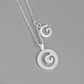 S925 sterling silver necklace featuring a spiral pendant with shimmering zircon pavé - Silver (Letter G)