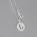 S925 sterling silver necklace featuring letter L pendant and sparkling zircon stones - Silver (Letter L)