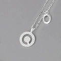 Elegant S925 silver necklace featuring a letter Q pendant with sparkling white zircons - Silver (Letter O)