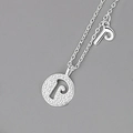 Elegant S925 sterling silver necklace with sparkling letter P pendant and crystal stones - Silver (Letter P)