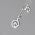 Elegant S925 sterling silver necklace with letter Q pendant and sparkling zircon stones - Silver (Letter Q)