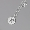 S925 sterling silver necklace featuring a sparkling letter R pendant with cubic zirconia - Silver (Letter R)