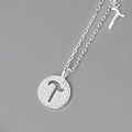 S925 sterling silver necklace featuring a sparkling T letter pendant with pavé zircon stones - Silver (Letter T)