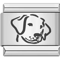 Poliertes italienisches Charm-Glied aus Edelstahl mit graviertem Hunde-Porträt - Golden Retriever Muster (0672)