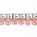 Italian style stainless steel modular bracelet with light pink crystal charms - Single Link Module / Sugar Cube Pale Pink