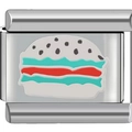 Detail eines italienischen Charm-Armbandglieds mit Hamburger-Design und Emaille-Finish - Hamburger (1268)