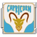Maillon de charme italien en acier inoxydable avec motif Capricorne doré zodiacal - Style Capricorne (3542)