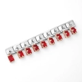 Modulares Edelstahlarmband mit goldenen Anhängern und roten facettierten Edelsteinen - Einzelgliedmodul / Zuckerwürfel Rot