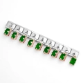 Italienisches Charm-Armband aus Edelstahl mit smaragdgrünen Kristallen und Blumenmotiven - Einzelgliedmodul / Zuckerwürfel Smaragdgrün