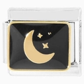 Abalorio modular italiano de acero inoxidable con esmalte negro, luna y estrellas - Estrella Y Luna En El Cielo Nocturno (0652)