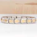 Italian style stainless steel modular link bracelet with golden turtle charms - Golden Turtle Decoration (0172)
