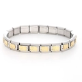 Modular stainless steel charm bracelet featuring golden elephant relief links - Golden Lucky Elephant Style
