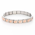Italian charm bracelet featuring rose gold unicorn charms on stainless steel links - Rose Gold Unicorn Style