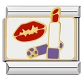 Maillon de bracelet italien en acier inoxydable avec motif lèvres rouges et rouge à lèvres - Graphisme Lèvres Rouges et Rouge à Lèvres Violet (1118)