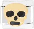 Modularer Charm aus Edelstahl im italienischen Stil mit goldenem Punk-Totenkopf aus Emaille - Goldener Totenkopf (1266)