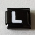 Italiaanse armband module van zwart emaille met witte letter L voor gepersonaliseerde sieraden - Zwart En Wit Letter L (1226)