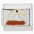 Eslabón de charm italiano con cabeza de águila esmaltada en acero inoxidable para pulseras - Águila Blanca (0638)