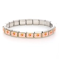 Bracciale componibile italiano in acciaio inossidabile con motivi floreali smaltati - Badminton (1310)