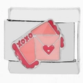 Eslabón de pulsera modular italiana de acero inoxidable con sobre XOXO y corazón - Sobre Rosa XOXO (0639)