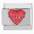Eslabón de amuleto italiano con corazón rojo y texto XOXO en acero inoxidable - Corazón Rojo XOXO (0642)