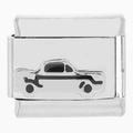 Abalorio modular italiano de acero inoxidable con diseño de coche clásico en esmalte negro - Coche Deportivo Vintage (0645)