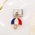 Italian charm for DIY bracelet with red white and blue umbrella enamel pendant - Little Umbrella Style (1418)