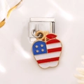 Detailed macro view of an Italian charm module with a US flag pattern apple pendant - Apple Style (1415)