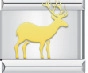 Italian style stainless steel bracelet link featuring a golden elk deer charm design - Gold Plated Sika Deer (1087)