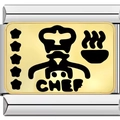 Charm italiano in finitura dorata con design cappello da chef per bracciali modulari - Stile Chef (1166-CHEF)