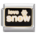 Italian style charm with love snow text and golden snowflake for DIY bracelets - Love Snow Pattern (1090)