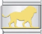 Modular bracelet link in silver stainless steel with a golden lion silhouette design - Gold Plated Lion (1091)