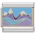 DIY elastic charm link with colorful enamel mountain and river landscape design - Plateau Snow Mountain (1093)