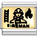 Modular fireman charm link in gold and silver finish for stainless steel bracelets - Fireman Style (1173-Fireman)