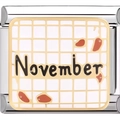 Detail of 9mm stainless steel November modular charm link for personalized bracelets - November