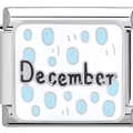 Custom December charm link in polished stainless steel for modular Italian bracelets - December
