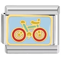 Maglia charm italiana da 9 mm con design a bicicletta colorata in acciaio inossidabile - Mountain Bike (1307)