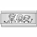 Polished stainless steel modular link with family engraving for charm bracelets - Family of Three Pattern (#4) / Silver