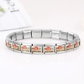 9mm modular stainless steel link bracelet with gold New York skyline charm - Memorial New York (1374)