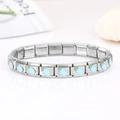 Italian charm bracelet in stainless steel with blue baby bottle enamel link - Light Blue Baby Bottle (1365)