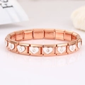 Italian style rose gold heart charm link bracelet made of durable stainless steel - Gold White Heart Pearl (1381)