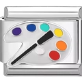 Macro view of an Italian charm featuring a colorful painter palette and a black brush - Artist Palette (1743)