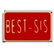 9mm Italian charm with red enamel and gold Best-Sis text for modular bracelets - BEST SIS (1176)