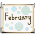 Italian charm link for modular bracelet featuring February snowflake design in gold and silver - February