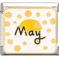 Italian style 9mm stainless steel modular link charm with white May sun design - May