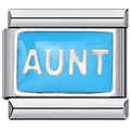 Charm modulaire 9mm en acier inoxydable avec émail bleu et inscription AUNT - Aunt Fond Bleu