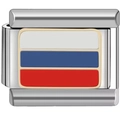 Edelstahl 9mm Armbandelement mit russischer Flagge aus Emaille-Finish - Russland (1186)