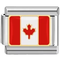 Italienischer 9mm Edelstahl-Armband-Link mit kanadischer Flagge aus Emaille - Kanada (1189)