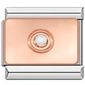 9mm Italienisches Charm-Glied mit Edelstahlbasis und Roségold-Perleneinlage für Armbänder - Goldbasis Weiß Rund (1214)