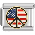 Armband-Glied aus Edelstahl mit US-Flaggen-Friedenssymbol für italienische Armbänder - USA Flagge Abzeichen (1213)